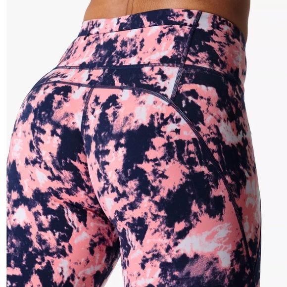 Sweaty Betty The Power 7/8 Leggings Pink Navy Print High Waist - Picture 6 of 13